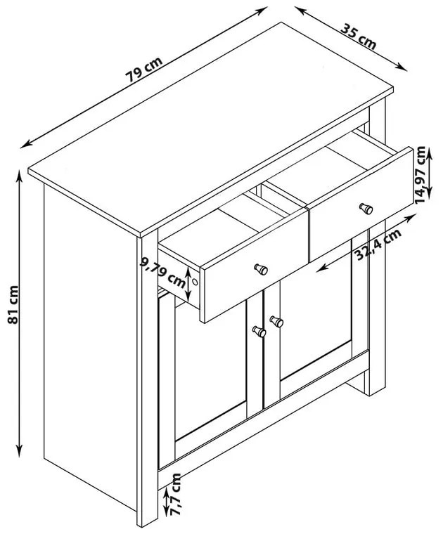 Нисък скрин с чекмеджета от дъб в сив/естествен цвят 79x81 cm Emerald - Støraa