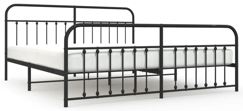 352603 vidaXL Метална рамка за легло с горна и долна табла, черна, 200x200 см