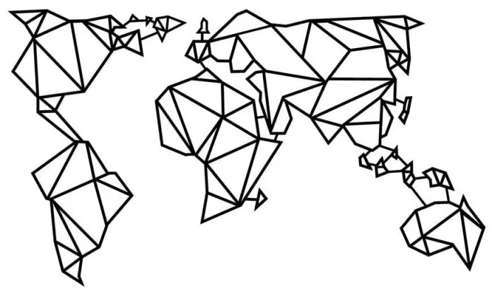 Декорация за стена Tanelorn 891TNL1174, Световна карта, 100x58 см, Метал, Черен
