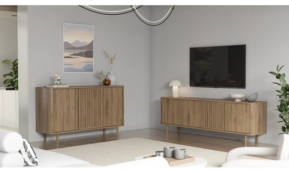 Скрин от дъбов декор в естествен цвят 138x80x40 cm Salma – Marckeric