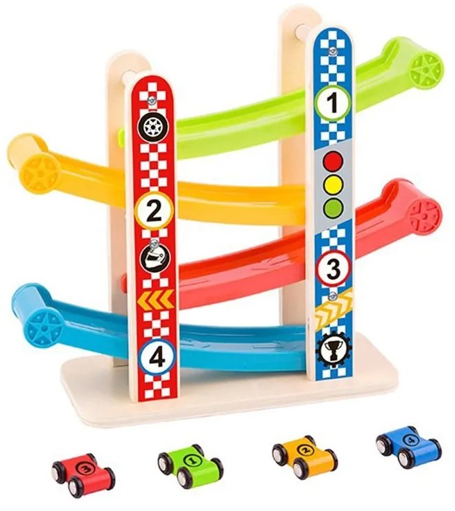 Tooky Toy - Дървено рали с четири колички TY840