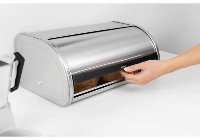 Кутия за хляб Brabantia Roll Top 646890, 16 л, 44.5х26 см, Лека и здрава конструкция, Инокс/Мат