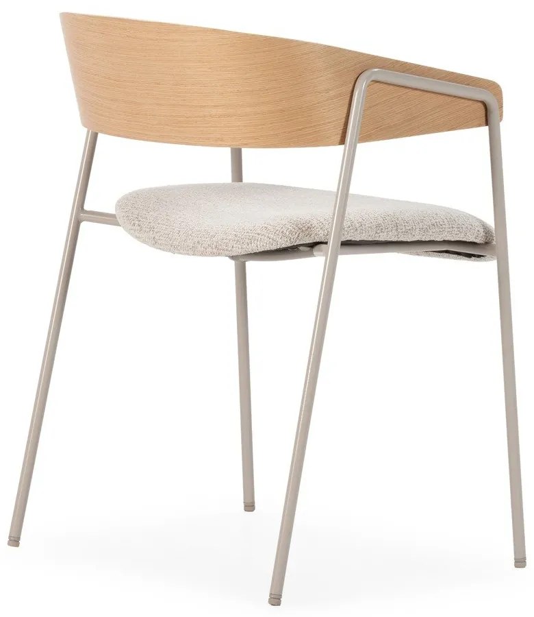 Светлосиви/в естествен цвят тапицирани трапезни столове в комплект с подлакътници 2 бр. Cora – MOME