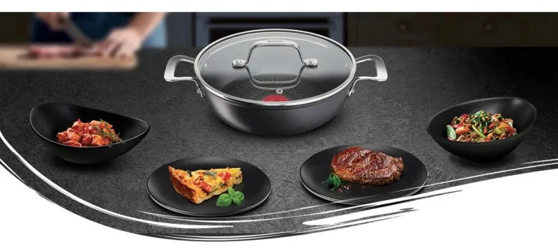 Уок Тиган Tefal G2557172 SHAL26CV M Unlimited, 26 см, Капак, Незалепващо покритие, Thermo-signal, Индукция, Черен