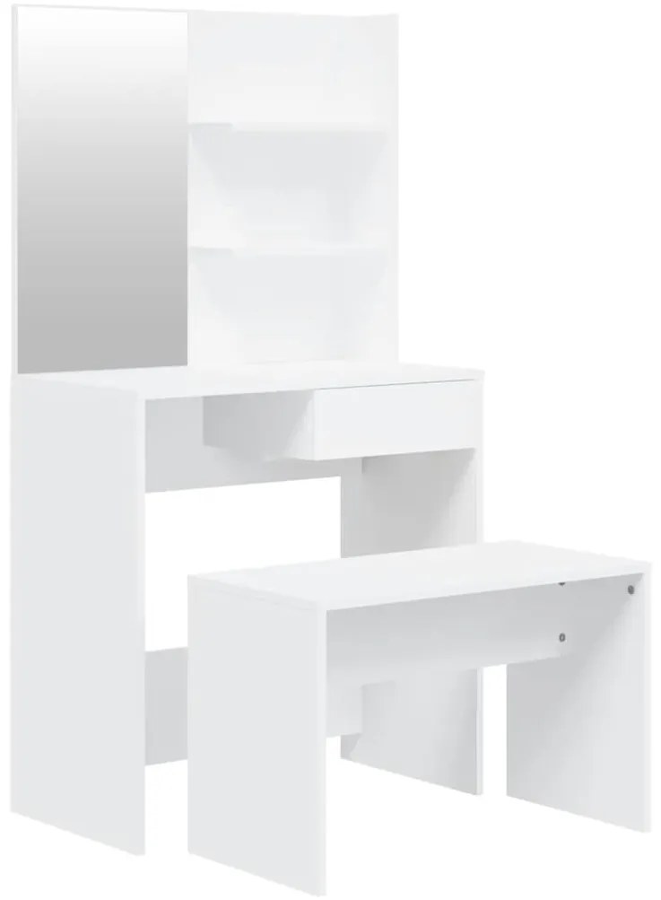 3114139 vidaXL Комплект тоалетка, бяла, 74,5x40x141 см