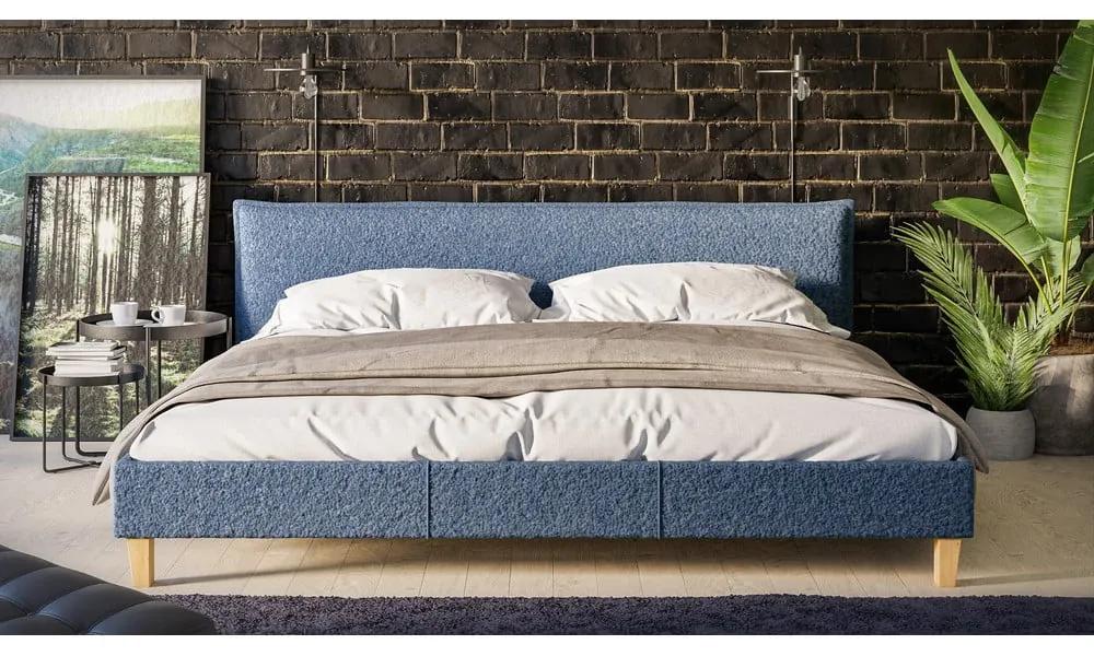 Синьо тапицирано двойно легло с решетка 200x200 cm Tina - Ropez