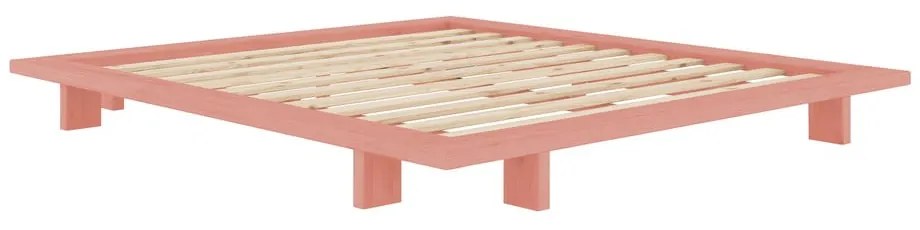 Светлорозово двойно легло от масивен бор с включена подматрачна рамка 160x200 cm Japan – Karup Design