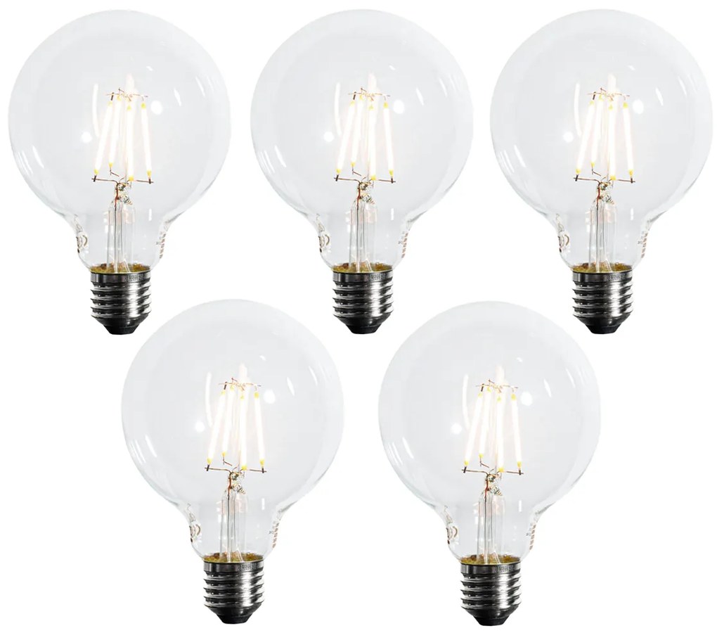 Комплект от 5 димируеми LED крушки E27 G95 5W 450lm 2700K