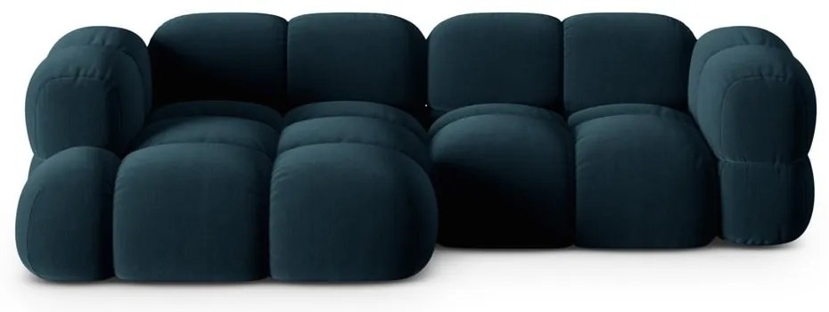 Тъмносин кадифен ъглов диван (ляв ъгъл) Loretto – Cosmopolitan Design