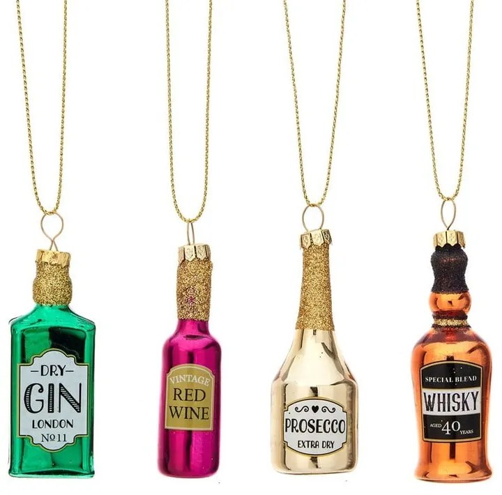 Стъклени Коледни украси в комплект ръчна изработени 4 бр. 10 cm Christmas Cheer – Sass & Belle