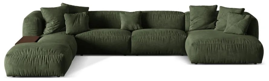 Зелен кадифен модулен ъглов диван (ляв ъгъл/U форма) Martina – Micadoni