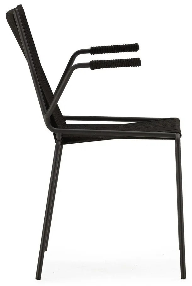 Черни метални трапезни столове в комплект с подлакътници/за подреждане 2 бр. Emily – Marckeric