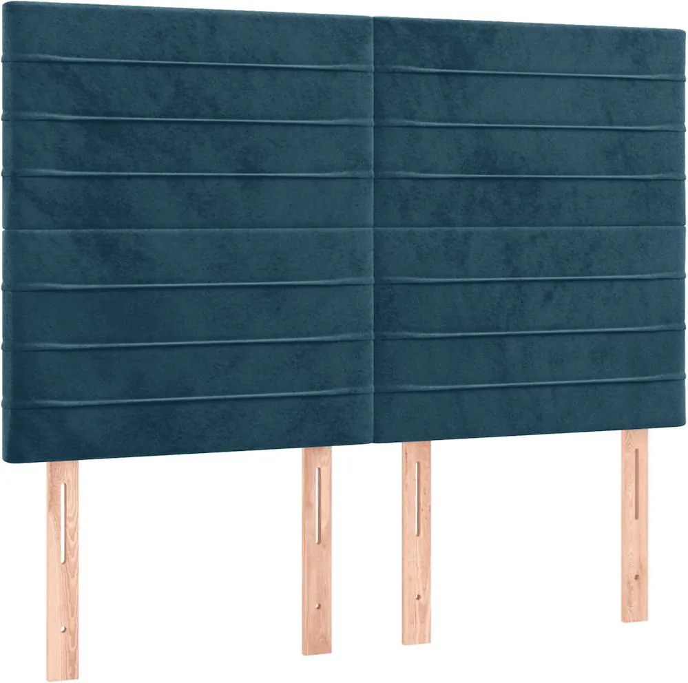 3116524 vidaXL Табла за легло, тъмносиня, 144x5x118/128 см, кадифе