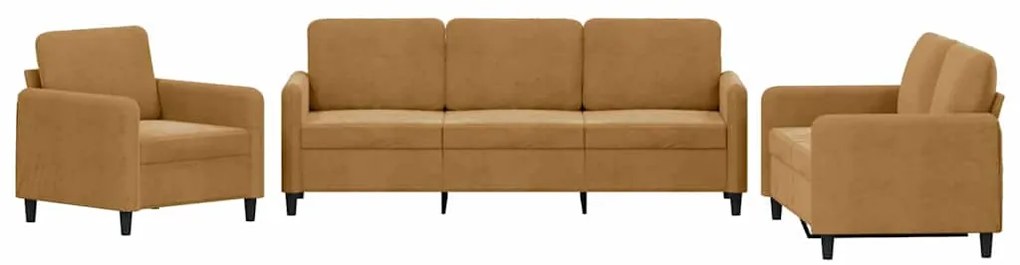 3201941 vidaXL Комплект дивани от 3 части, кафяв, кадифе