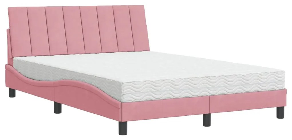 3208597 vidaXL Легло с матрак Hanko, розово, 140x190 см, кадифе
