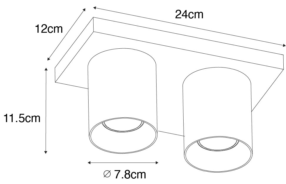 Модерен таванен прожектор бял 2-светлина - Tubo
