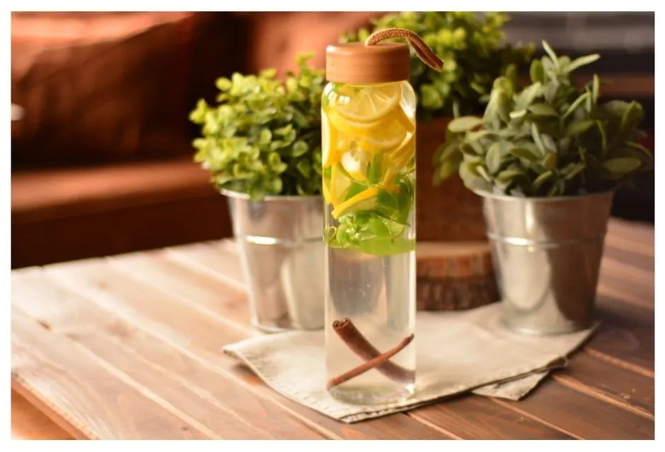 Стъклена бутилка с бамбукова капачка, 500 ml Diem - Bambum