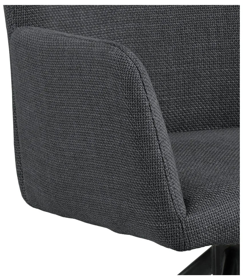 Тъмносиви тапицирани трапезни столове в комплект с подлакътници 2 бр. Laura – Actona