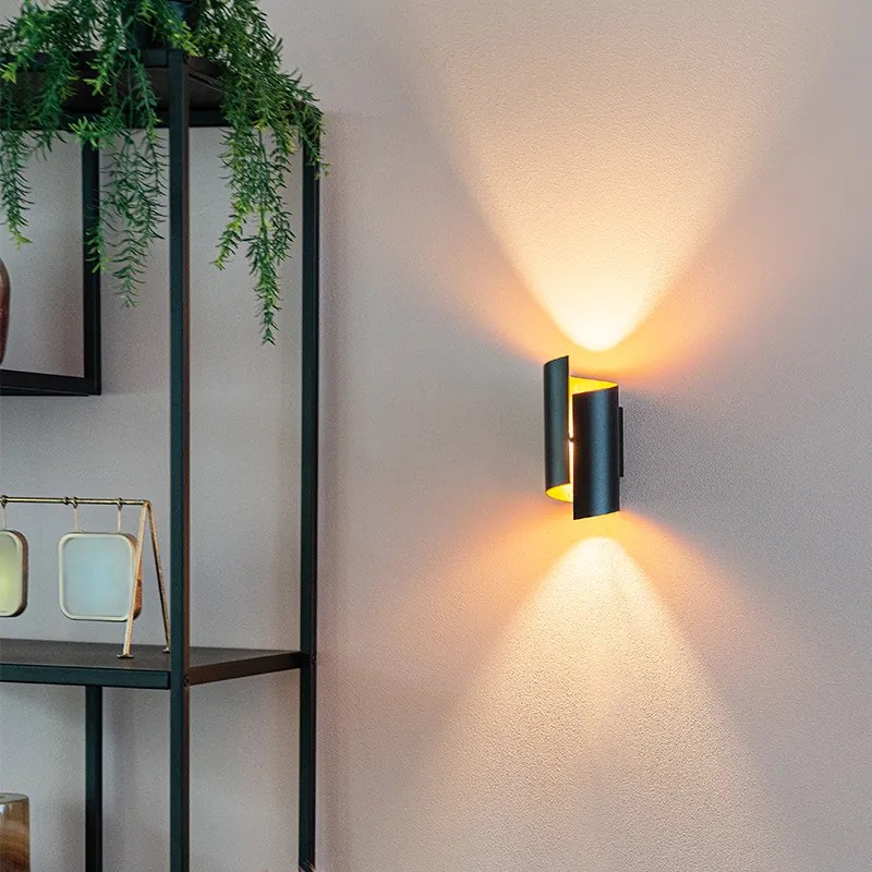 Смарт стенна лампа черна със златен интериор с WiFi G9 - Faldo