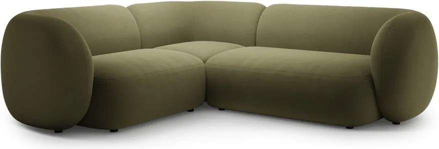 Зелен кадифен ъглов диван (ляв ъгъл/L форма) Kate – Micadoni