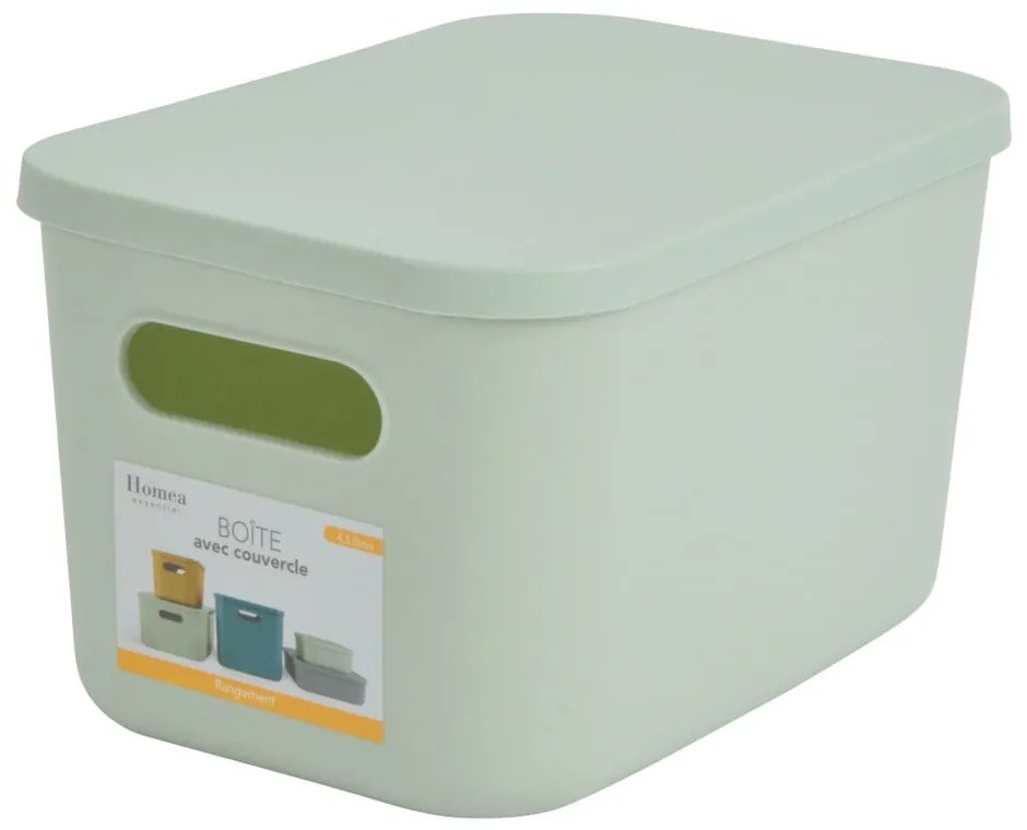 Светлозелена пластмасова кутия за съхранение с капак 24,5x18x15 cm – Homéa