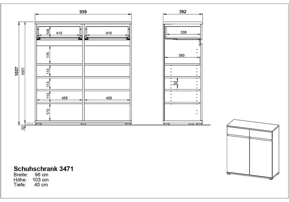 Шкаф за обувки в декор от бук с чекмеджета Lissabon - Germania