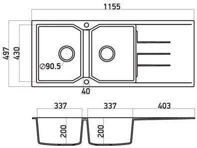 Измийте Sanitec 116 2B 1D II-Graphite