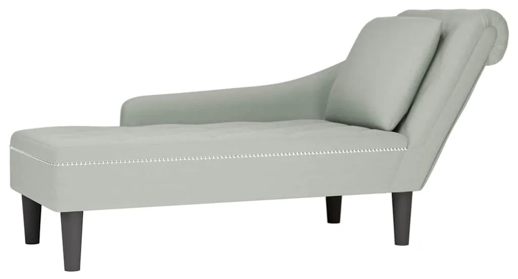 4009772 vidaXL Кушетка с възглавница и десен подлакътник, светлосив, кадифе