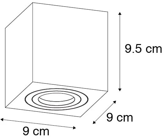 Модерен квадратен прожектор за баня черен - Capa