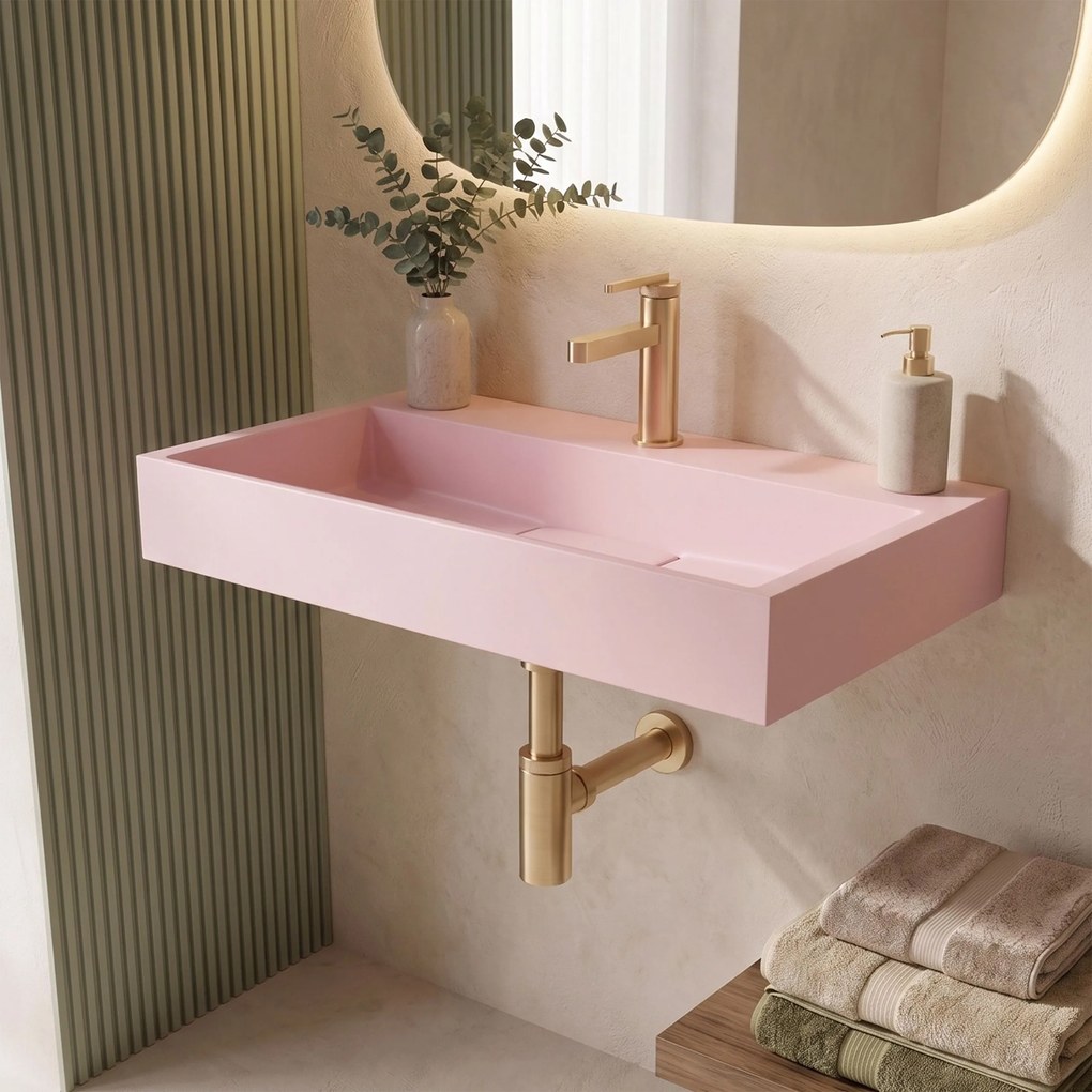 Умивалник МРАМОРЕН КОМПОЗИТ Rea GOYA PINK 60CM