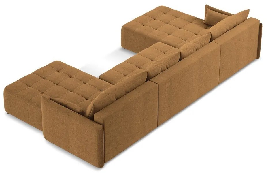 Теракотен разтегателен ъглов диван с място за съхранение (U форма) Moku – Makamii
