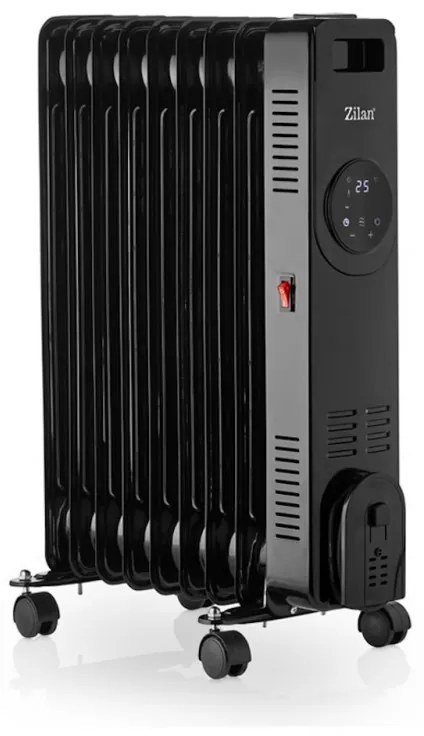 Маслен радиатор Zilan ZLN8416, 2000 W, 9 ребра, 3 степени, Дистанционно управление, Термостат, Черен