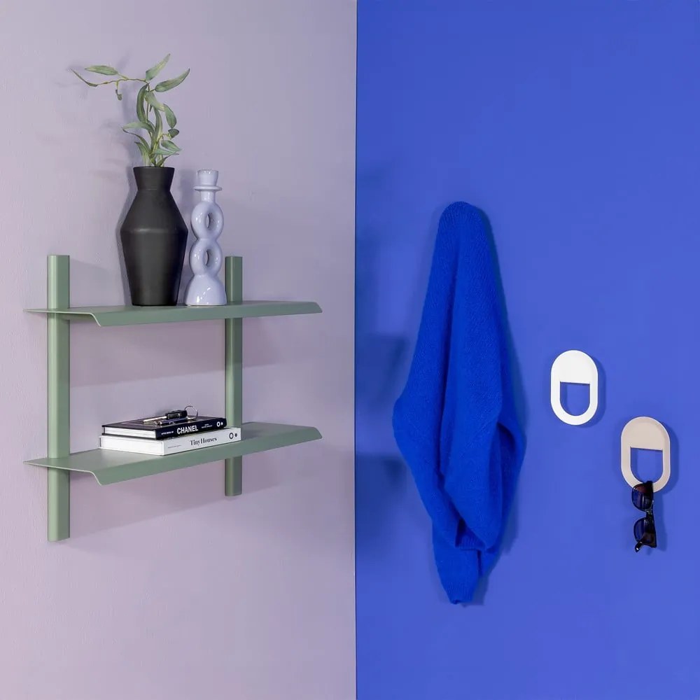 Сиво-зелен на няколко нива метален стенен рафт 60 cm Hola – Spinder Design