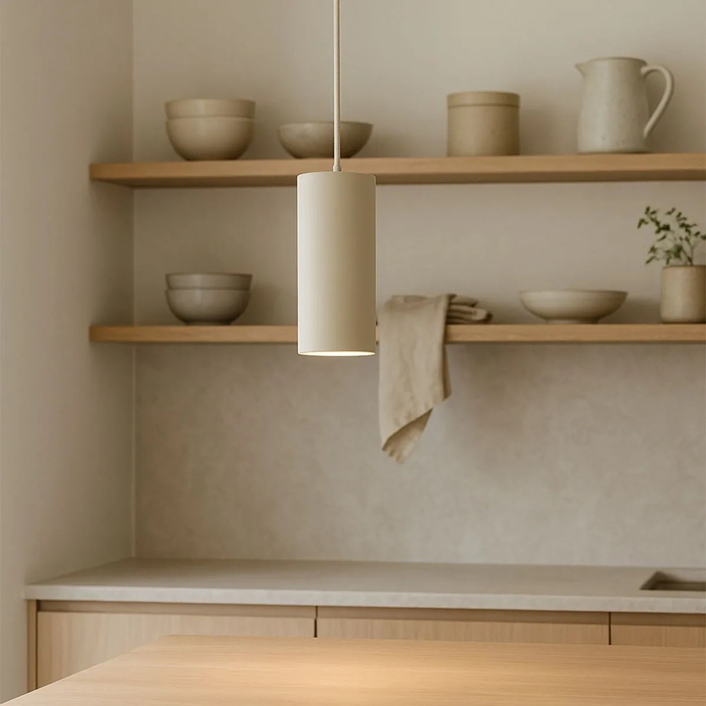 Модерен висящ полилей бежов GU10 50mm кръгъл - Tubo