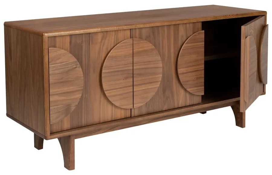 Кафяв нисък скрин от декор от орех 120x58 cm Groove – Zuiver