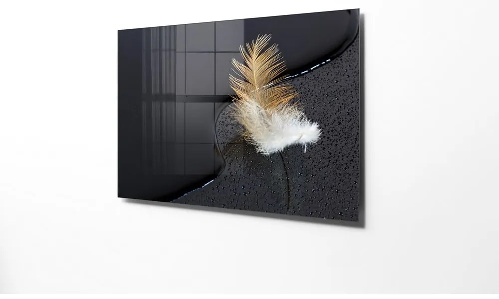 Картина върху стъкло 100x70 cm Feather - Wallity