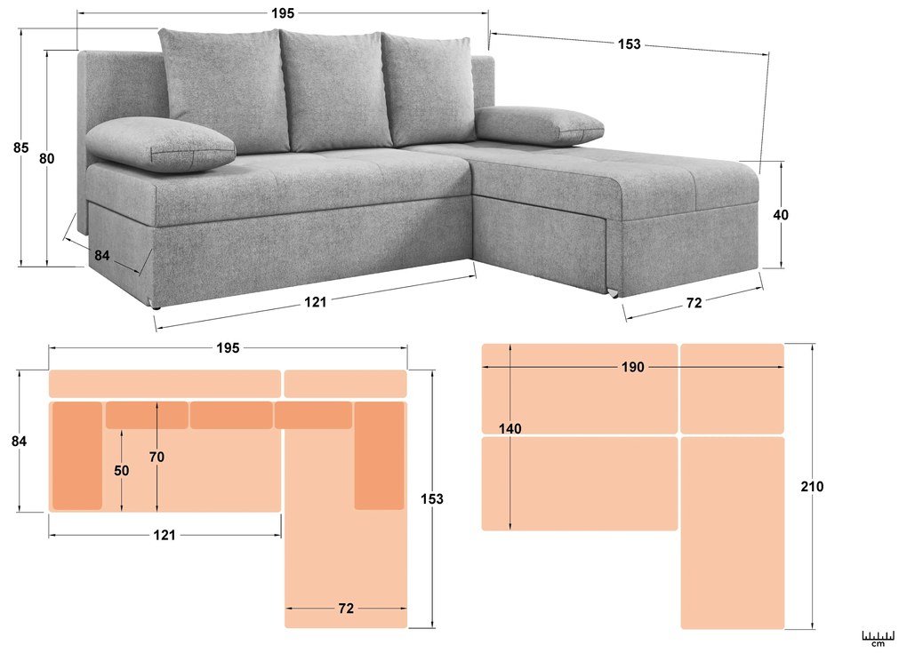 Разтегателен ъглов диван Алето