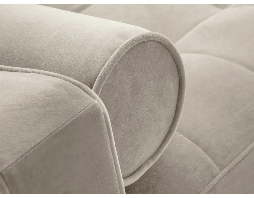 Бежов кадифен ъглов диван, ляв ъгъл Santo - Milo Casa