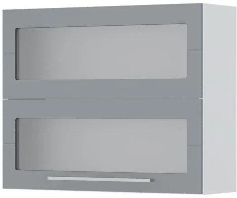 Висящ шкаф Hudson V7-90-2KSP with Витрина-White - Gray