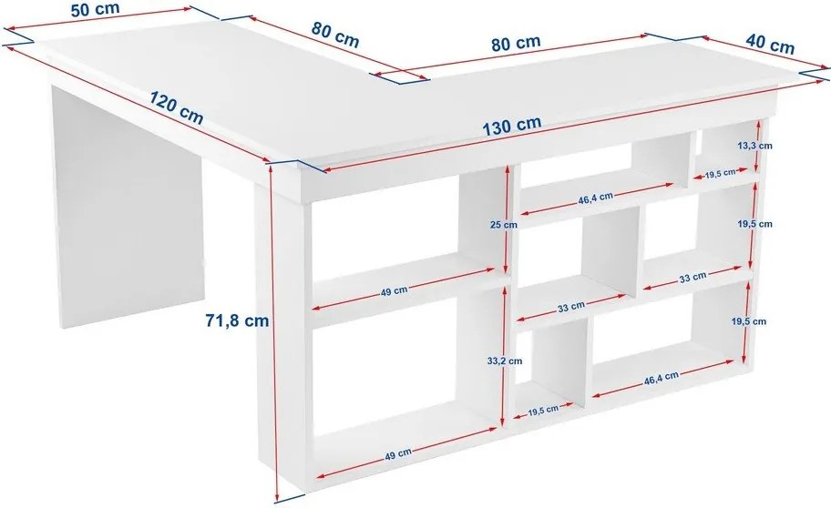 Матова работна маса 120x130 cm Vesper – Kalune Design