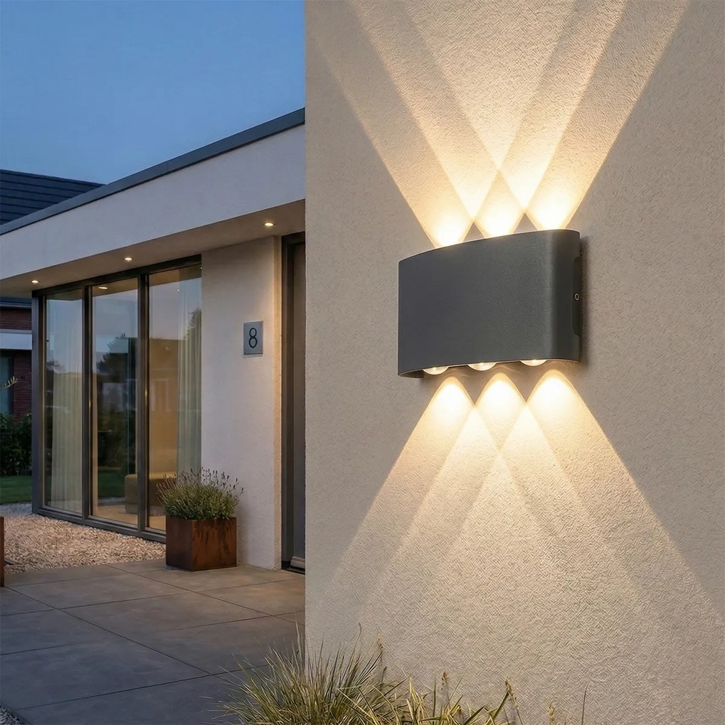Външна стенна лампа тъмно сива с LED 6-светлинна IP54 - Silly