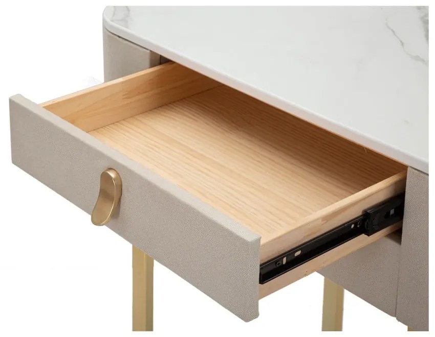 Бежова/ в златист цвят конзолна маса с плот от имитация на мрамор 40x70 cm Beauty – Mauro Ferretti