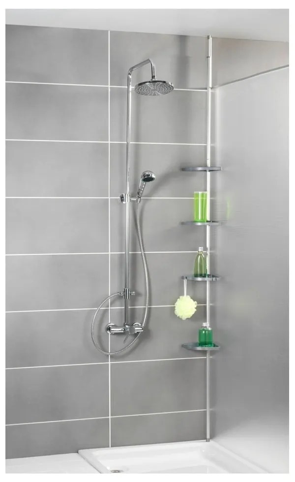 Сив телескопичен стенен рафт за баня Easy - Wenko