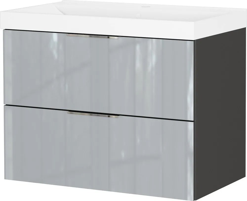 Сив гланцов стенен шкаф с мивка 81x65 cm Vasio – Germania