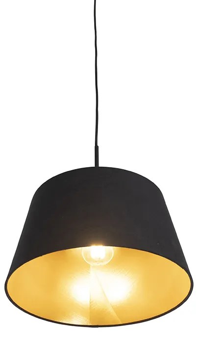 Висяща лампа с черен и златен памучен абажур 32 см - Combi