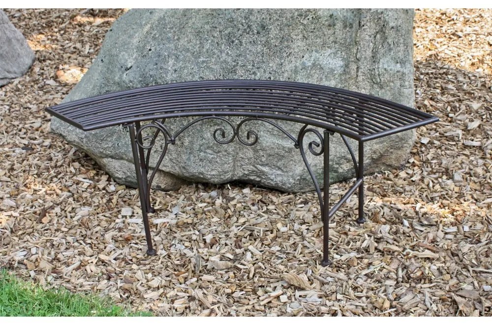 Черно-тъмнокафява метална градинска пейка Fuego – Garden Pleasure