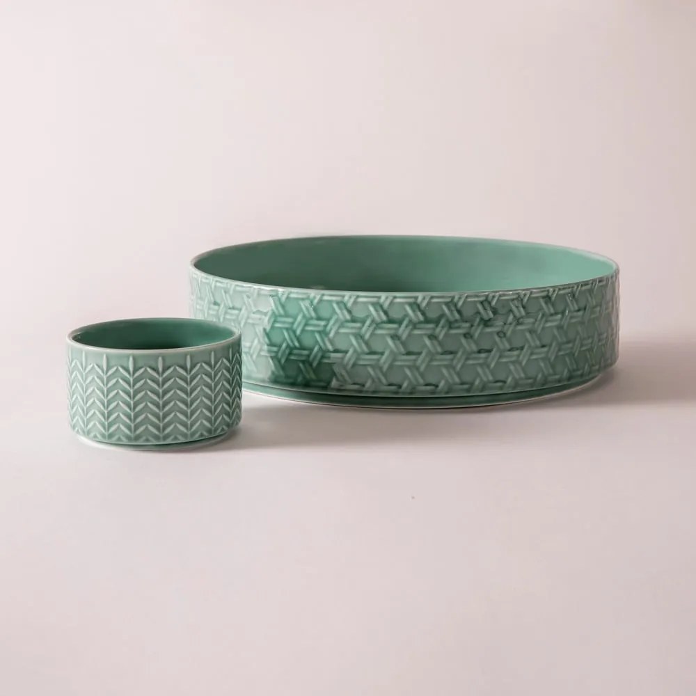 Порцеланови купи за сервиране в тюркоазен цвят в комплект от 2 бр. ø 30 см Heath Jade - Ladelle