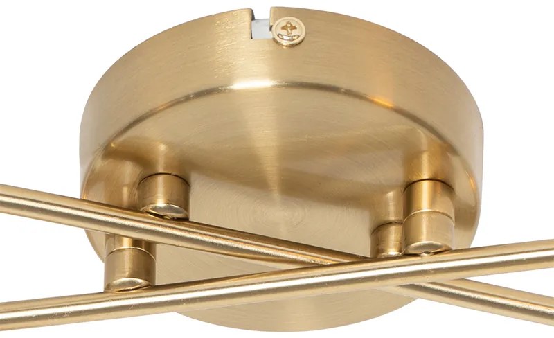 Модерна таванна лампа златиста 4-лампа с димно стъкло - Атина