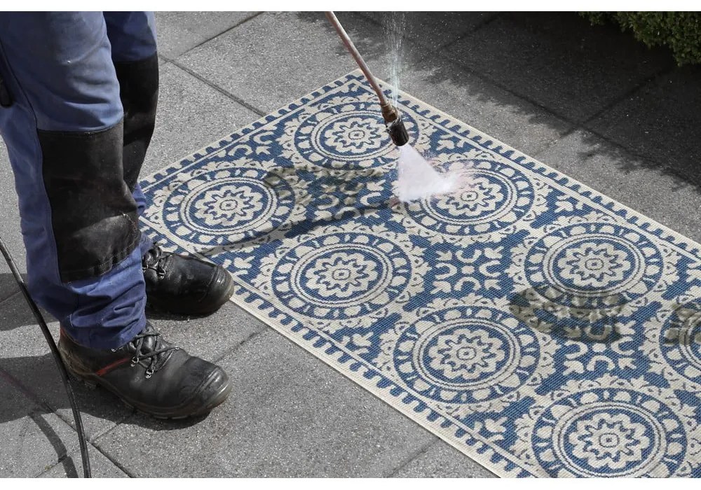 Синьо-кремав килим за открито , 80 x 250 cm Jardin - NORTHRUGS