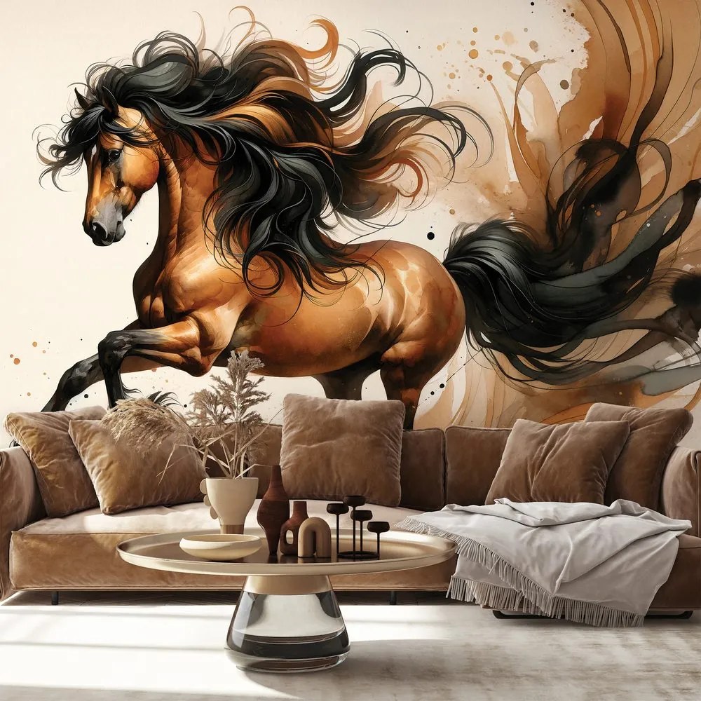 Самозалепващ фототапет – Див акварелен кон